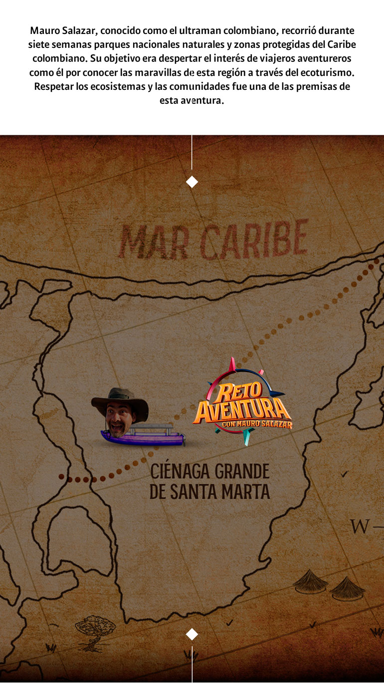 Esta es la ruta que el ganador del Récord Guinness Mauro Salazar recorrió en su aventura por el Caribe colombiano